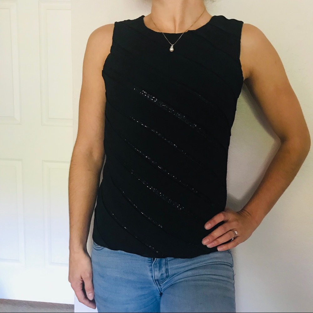 Ann Taylor Petite Sequin Ruffle Top